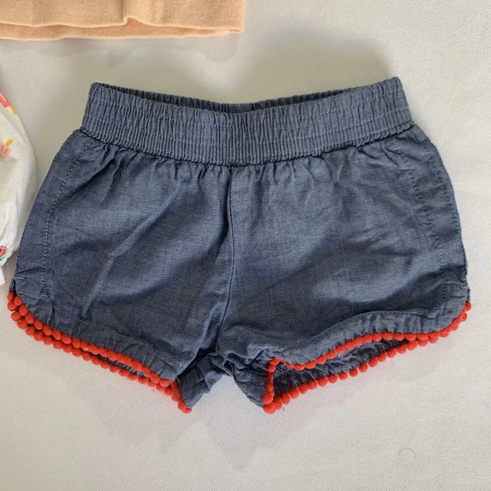 Newborn Baby Girl Outfit Shorts TShirt Chambray Summer Watermelon Colorful Play‎